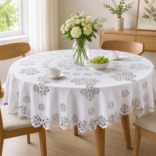 White tablecloth round lace - tablecloth,