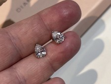 QVC Rhodium Plated 925 Sterling Silver Pear Shaped Stud Earrings