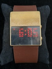 Black Dice BD-056-02 Stainless Steel Genuine Leather Band Digital Wristwatch