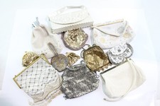 Antique Vintage Purses Handbags Cream Beadwork Gold Tone Mesh Collection