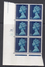 1/6 Gum Arabic Pre-decimal Machin 2B head A perf A Cyl 2A2B No dot 