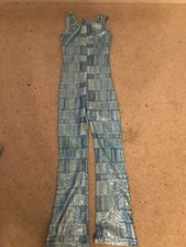 Freed Of London Blue Psychedelic Sparkle Cat Suit All in one 