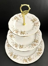 Beautiful Vintage Colclough Autumn Leaf Large 3-tiered Cake Stand, England