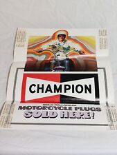 Vtg 60s Champion Gold Palladium Motorcycle Plugs Sold Here Poster Advert RARE