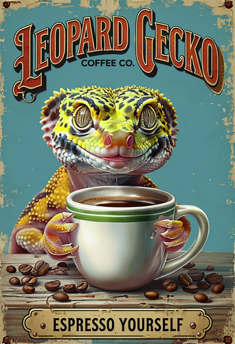 Leopard gecko coffee metal - leopard,