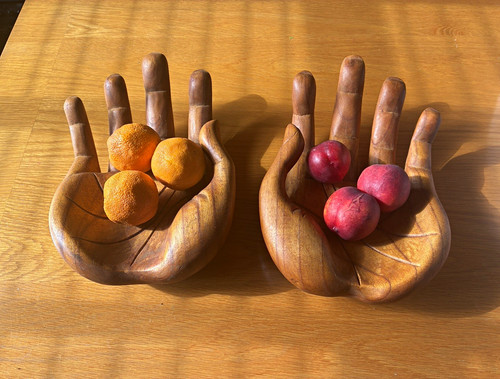 Pair carved wooden - pair,