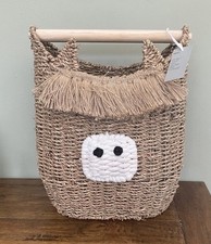 NEXT Hamish The Highland Cow Toilet Roll Holder & Storage Basket Woven Seagrass