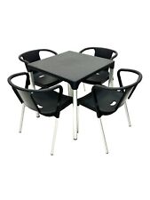Grey Cafe Furniture Set, Grey Canteen Furniture, Plastic Canteen Table & Chairs