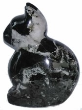 Black and white Marble Cat figurine, collectable kitten 8cm 3 inches high (a)