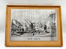 VINTAGE PENZANCE CORNWALL 1833 METAL ETCHING PRINT FRAMED HISTORIC STREET SCENE
