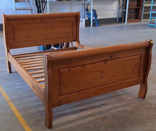 Solid pine double sleigh bed - solid,