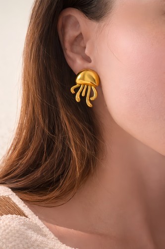 Gold jellyfish earrings 14k - gold,