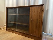 BOOKCASE Vintage Herbert E Gibbs Teak Glass Sliding Doors Cupboard
