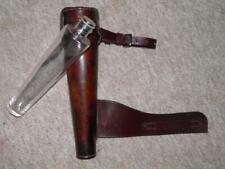 Antique Champion & Wilton London Fox Hunting Glass Flask in Leather Saddle Case