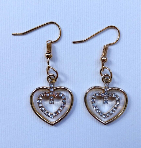 Diamante heart drop - diamante, earrings