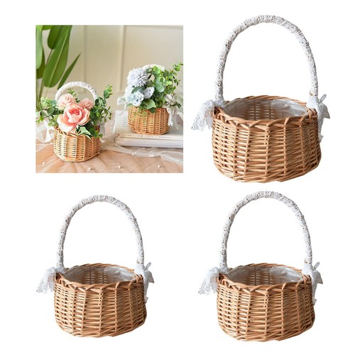 Large rattan basket hand - large, woven