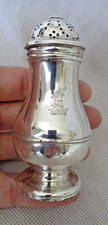 FINE GEORGE II 1740 SOLID / STERLING SILVER BUN PEPPER POT