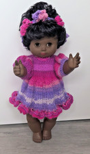 Dark Brown doll    15"     Vintage   with Hand-knitted  clothes  SOLD AS SEEN