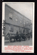 Kendal - Horse Drawn Hearse outside The King's Arms Hotel - printed postcard