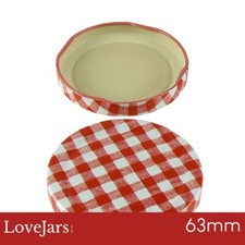 Jam Jar Replacement Twist Off Lids. Size: 63mm. Red Gingham Check. Brand New