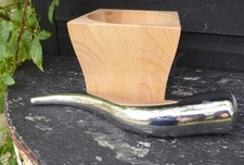 Stylish Quirky  'Nuance' Polished Stainless Steel & Beech Wood Pestle & Mortar