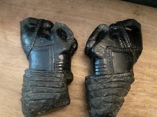 2 Antique Indian Black Stone Hand Carved Horse Sculpture