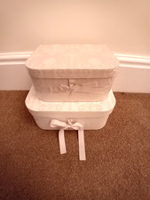 Laura Ashley Josette cream and beige stackable storage boxes