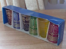 Set of 6 vintage Moroccan Tea Glasses 3.5" high, various colours ... never used