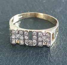 9ct Gold Cubic Zirconia Mum Ring, Size V1/2 and Band 25 mm