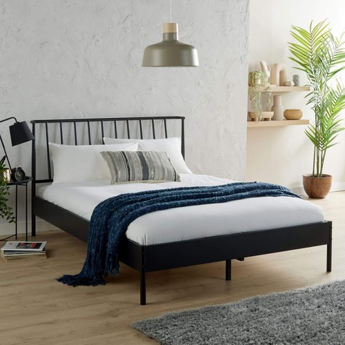 Black metal bed 5ft king - bed, size