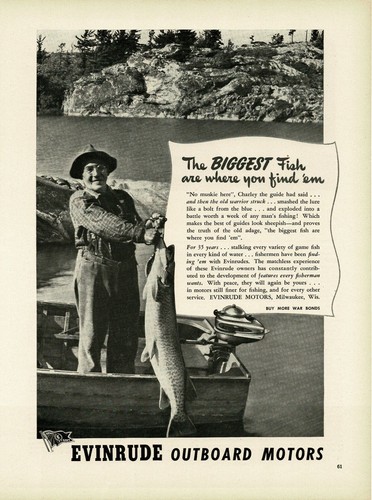 1945 evinrude outboard - evinrude, boat