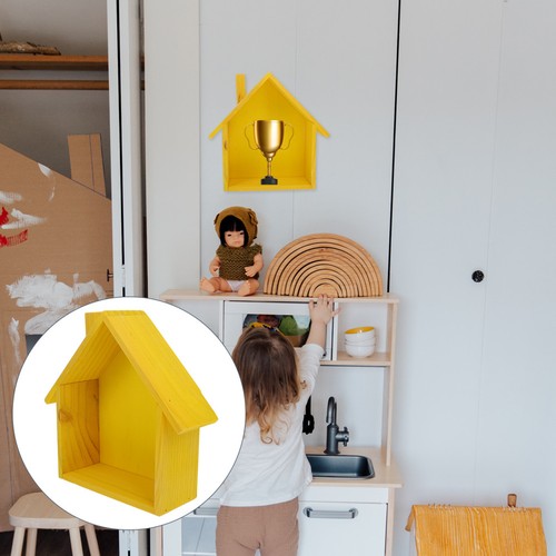 Yellow wooden storage rack - yellow,