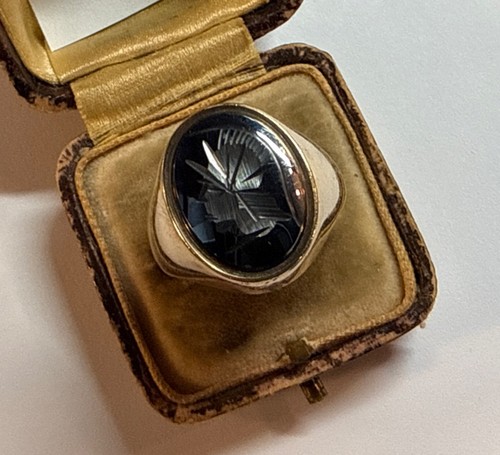 Vintage men 9ct gold black - 9ct,