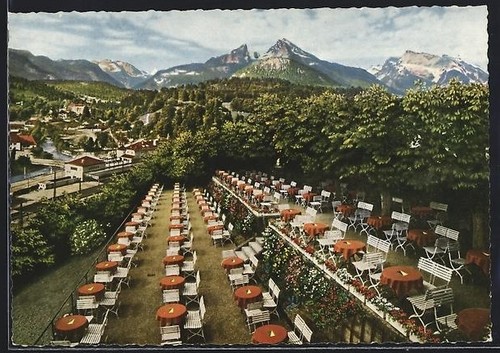 Postcard berchtesgaden cafe - postcard, berchtesgaden,
