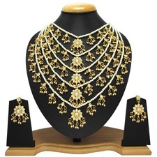 Traditional Designer Gold Plated Indian Bollywood Pearl Rani Haar Jewelry Sets