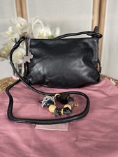 Radley black leather shoulder cross body bag & bracelet/bag charm