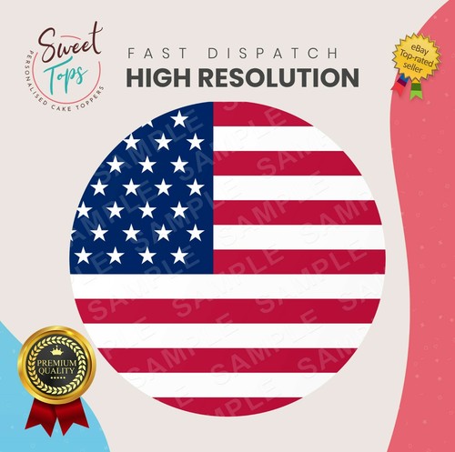 American flag round edible - american,