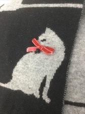 Alice Hannah Lambswool Blend Cat Design Scarf.   75L X 9 W  Inches