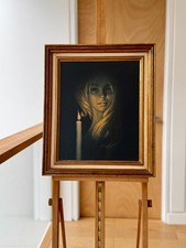 Vintage Framed Print "Girl by Candlelight" by Stephen Pearson 1967, Gilt Frame