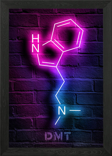 Dmt neon molecule framed wall - neon,