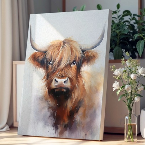 Highland cow tachisme - cow,