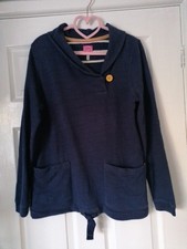 JOULES LADIES SZ12 FIT 14 NAVY THICK COTTON TUNIC TOP POCKETS LOGO DESIGNER