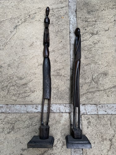 Pair tall african carved - african,