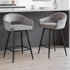 2X Swivel Bar Stools Velvet