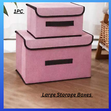 Large Storage Boxes Foldable Canvas Folding Fabric Clothes Baskets with Lid