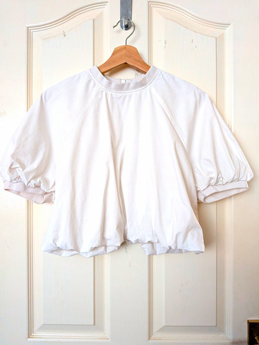Zara white solid puff - white,