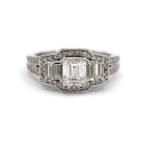 Emerald cut baguette diamond - emerald,
