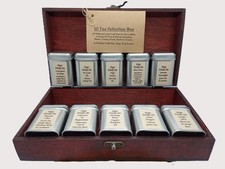 Vintage Look Wood Tea Chest With 4 or 10 Teas-Gift For Tea Lovers/Christmas Gift