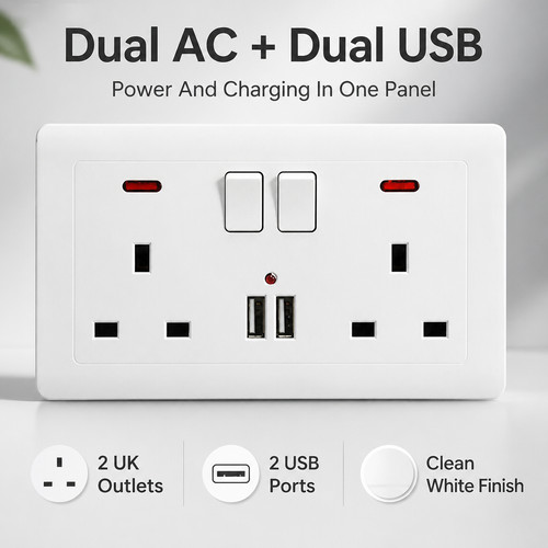 Double wall plug socket 2 - wall,