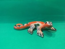Ceramic wall hanging or free standing gecko / lizard ornament - orange  back